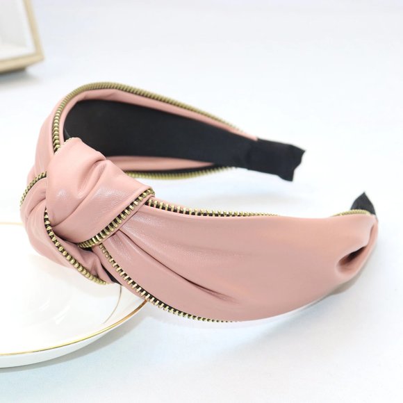 2 FOR $30! Vintage Faux Leather Zipper Headband | Women's Hair Accessories - Picture 6 of 8